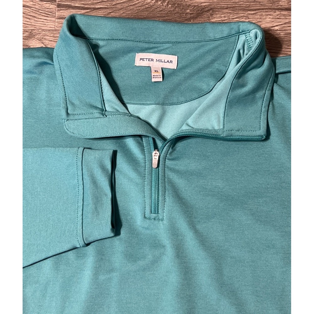 Peter Millar 1/4 Zip Mint Green Performance Stretch Lightweight Pullover Size XL